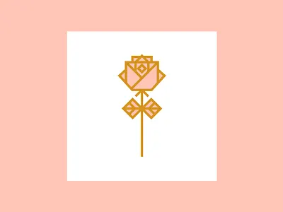 Rose flower gold illustration pink plant rose