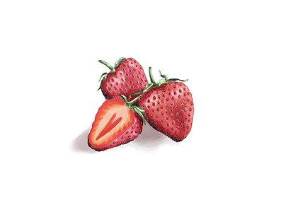 Strawberries berry digital digital painting fruit illustration strawberry