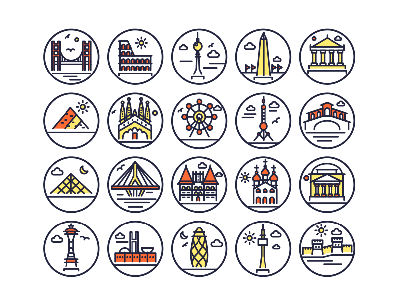 Example of Landmarks Outline Icons