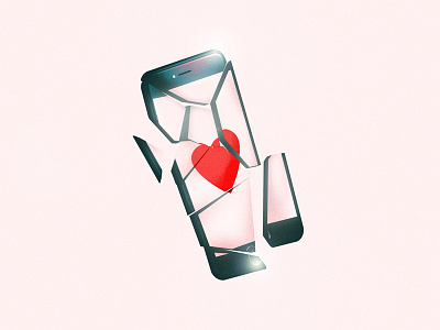 Cracked Phone art illustration love minimal texture