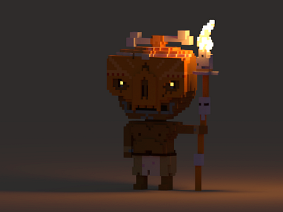 Skull man fanart game magicavoxel skull tribal voxelart voxels