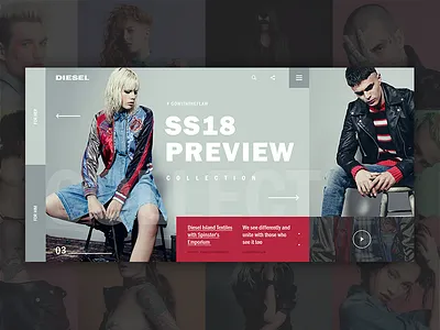 Diesel ergonized interface landing photo ui ux web
