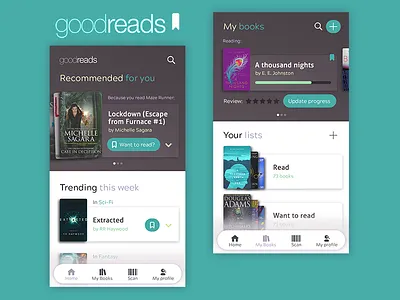 Goodreads app redesign app books goodreads mobile redesign ui ux