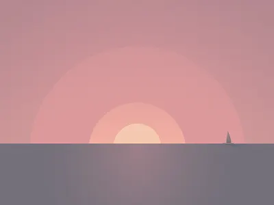 Shapes // Sunset boat circle landscape minimal relaxing sea sunset