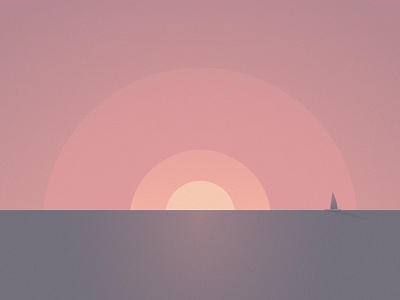 Shapes // Sunset boat circle landscape minimal relaxing sea sunset