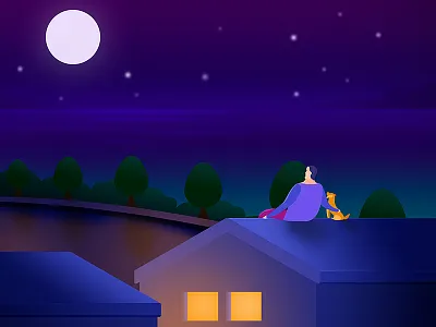 2018 Valentine's Day 2018 dog glimmer gradient illustration night single valentines day year