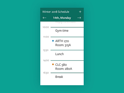 Daily UI #071: Schedule. dailyui schedule