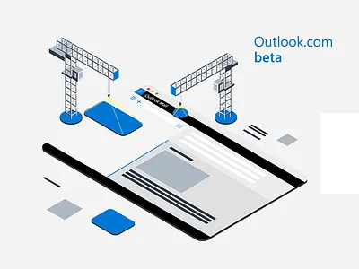 Outlook Beta beta illustration isometric mail microsoft outlook underconstruction wip wireframe