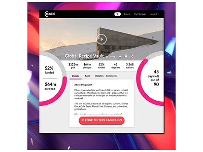 medici - a concept crowdfunding site concept crowdfunding crowdfunding campaign neon screen ui