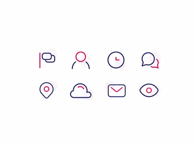 Handy Icons chat clock cloud eye flag icon message outline pin talk time user