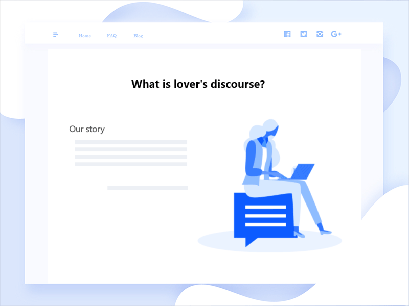The layout of the Lover's Discourse community animation blue character empty illustration login music onboarding painter signup states ui