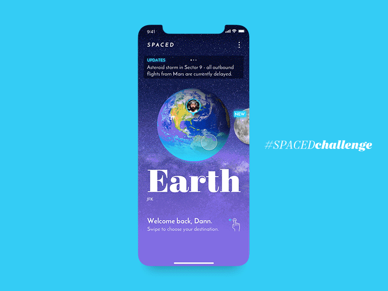 #SPACEDchallenge animation app book challenge space spaced spacedchallenge travel ui ux
