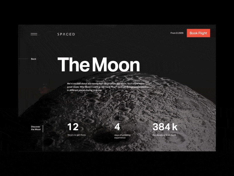 SPACED - Planet detail animation dann mars moon petty planet space travel ui ux