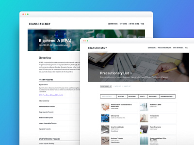 Perkins + Will Transparency Site Redesign - Precautionary List