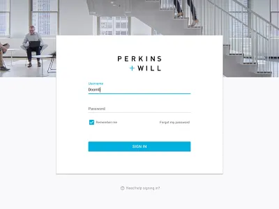 Perkins+Will – Single Sign On Page material design single sign on sso