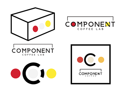 COMPONENT COFFEE LAB branding coffee shop component concepts illustration logo minimalistic red simple white yellow