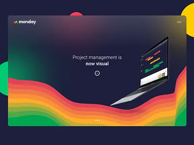 Monday.com landing page cards colors contrast landingpage monday.com projectmanagement ui ux