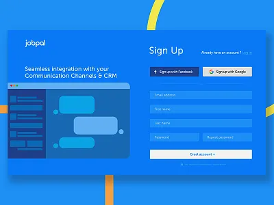 Sign Up For Chatbot Platform blue chatbot invision krsdesign log in sign up ui uidesign ux