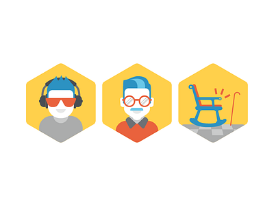 Product Bundle Icons 1 chair iconography icons mid age man old age young boy
