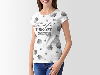 Free Stylish Young Woman T-Shirt Mockup Of 2018 free mockup free psd mockup freebie girl t shirt mockup mockup mockup free mockup template psd mockup round neck t shirt mockup t shirt mockup