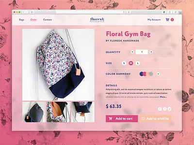 Daily Ui 012 - E-Commerce Shop 012 daily ui e commerce floral floresk gym bag handmade shop
