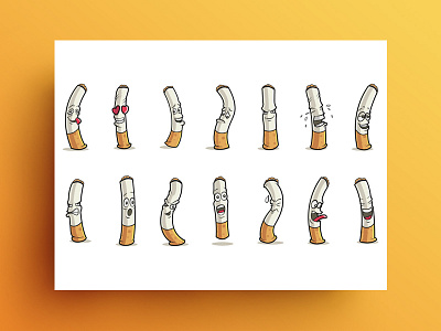 Cigarette Stickers chat cute design emoji lovable orange set shot stickers