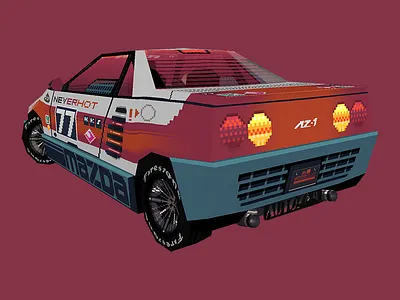 Mazda Autozam AZ-1 / Sunset / Rear 16 bit 3d car icon illustration livery low poly maya object pixel art