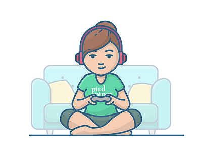 Gaming character fun gamer gaming home icon illustration relaxing ui vector