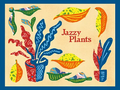 Jazzy Plants color hand drawn illustration jazzy plants