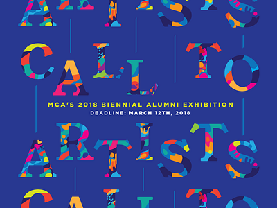 MCA's 2018 Biennial Alumni Call To Artists alumni call to artists colorful illustration memphis type design typography