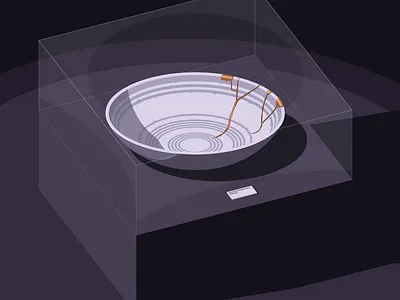Kintsugi bowl cracks glass gold isometric