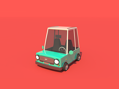 The Green Car 3d car game green low poly maya