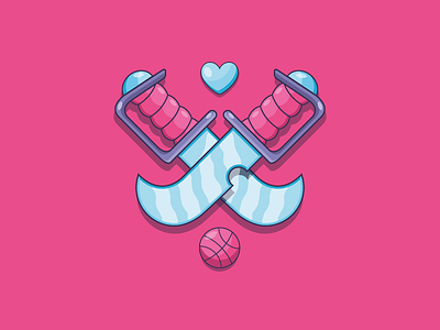 Hello Dribbble ! dribbble firstshoot flatdesign love pinkstyle sword