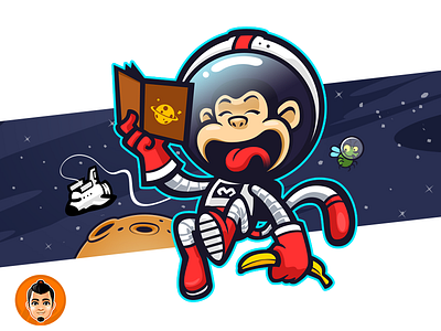 Laughing Space Monkey banana fly fruitfly galaxy happy laughter monkey moon planet space
