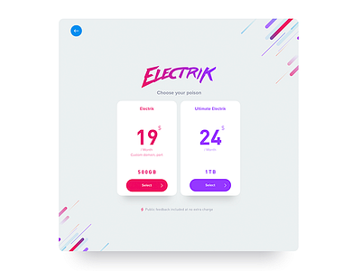 Electrik pricing page flat gradient landing page onboarding plans prices retro sign up ui ux web