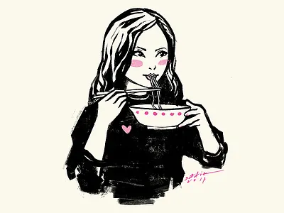 Ramen Girl brush digital food girl illustration paint ramen texture