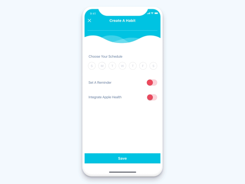 Habit Creation animation ios mobile user interface