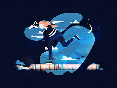 Big Commute colour dark design drawing graphic illustration moon motion night print shape sky