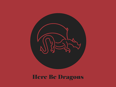 Here Be Dragons black dragon illustration red