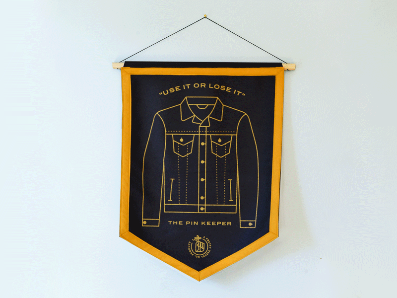 The Pin Keeper: Jean Jacket championship design enamel pin felt illustration jean jacket pennant pin keeper pretty useful co product screenprint