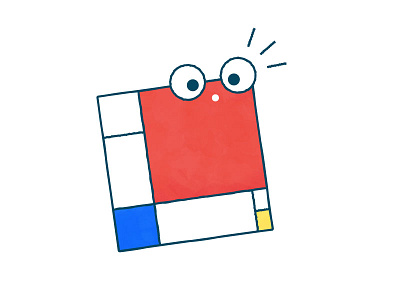 A Bewildered Mondrian character illustration mondrian painting