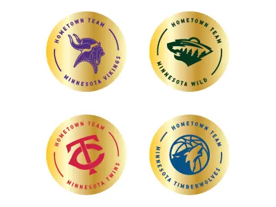 Hometown Teams badge pin pride seal sports sticker team timberwolves twins vikings wild