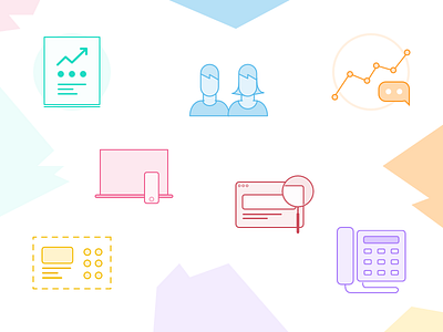 Icons / Icon set for search engine marketing proposal document analytics document engine graphs icon set icons marketing pdf phone search sem staff