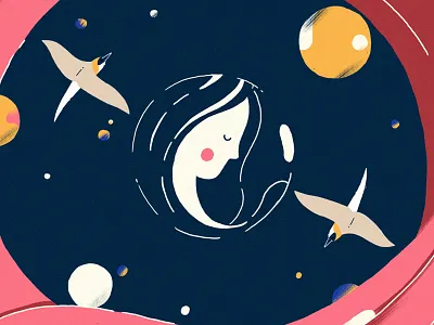 Face, Night and some planets animation cel character illustration music video