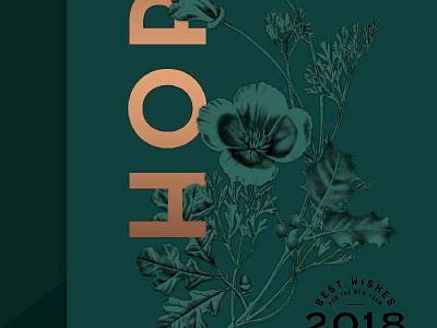 HOPE 2018 botanical card christmas copper flowers green holiday holiday card holly hope poppy