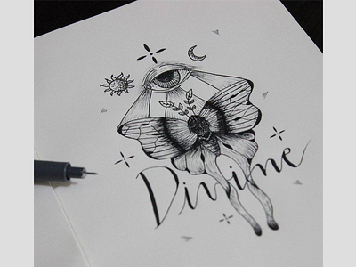 The Divine alchemy divine ink magic monarch moon night occult sketch sun