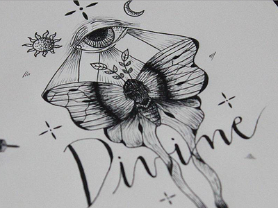 The Divine alchemy divine ink magic monarch moon night occult sketch sun