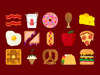 Vector Foods breakfast bubble burger dinner food ice cream illustration junkfood lunch pizza taco vector