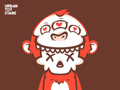 She's call me po character flip illustration love mascot monkey toy urban vector