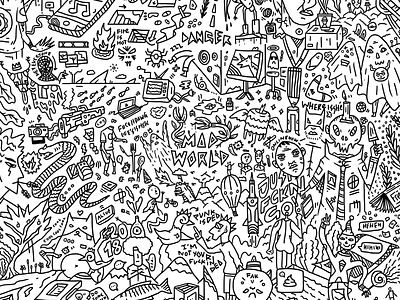 Mad World Doodle doodle drawing freelance illustration outline pattern photoshop raw rough wacom